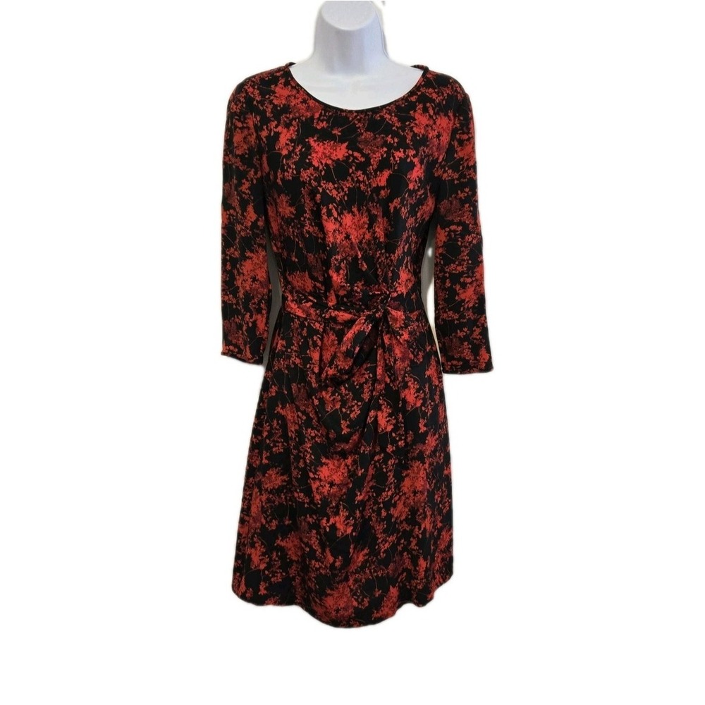 Diane Von Furstenberg Women's  Zoe Black/Red Silk‎ Mock Wrap Dress Size 4